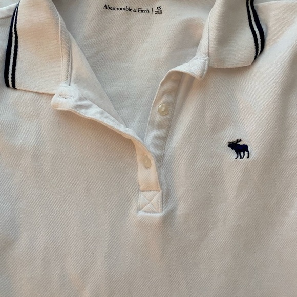 Abercrombie Size XS White Navy Knit Polo Collared Dress Y2K Preppy Cotton EUC - Picture 4 of 11